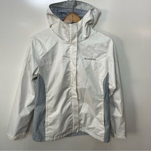 Columbia Sportswear White and Gray Rain Jacket Shell, size M, Windbreaker